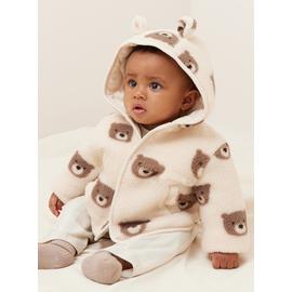 Bear Print Borg Fleece Jacket