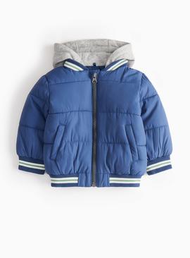 Blue Hooded Bomber Jacket 12-18 months