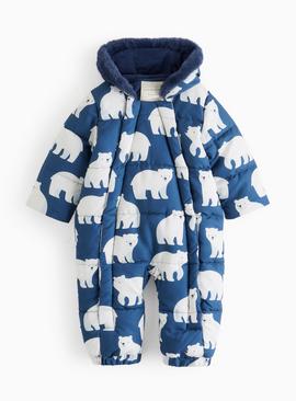 Navy Polar Bear Printed Snowsuit