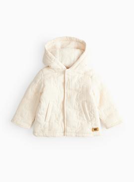 Cream Quilted Faux Fur Lined Jacket