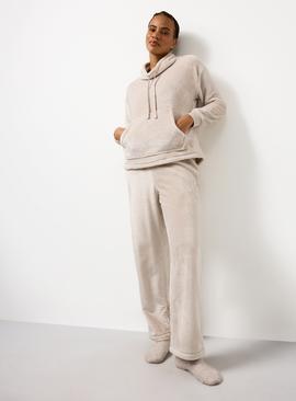 Latte Cowl Neck Plush Pyjama Set