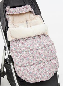 Pink Floral Printed Footmuff One Size