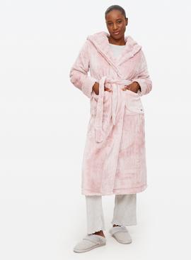 Pink Plush Fleece Longline Dressing Gown
