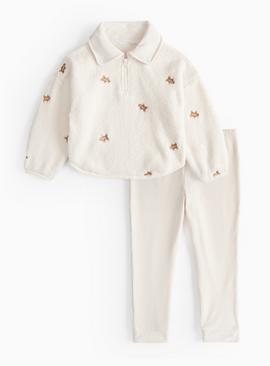 Cream Gingerbread Borg Top & Legging Pyjama Set