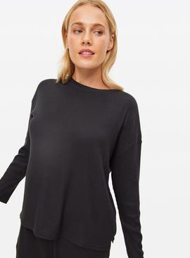 Black Ribbed Co-ord Pyjama Top