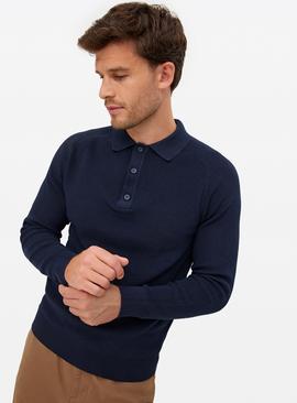 Long Sleeve Ribbed Polo Shirt