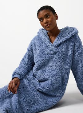 Blue Borg Fleece Longline Hooded Blanket