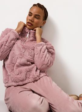 Pink Bow Carved Half Zip Top & Slinky Bottoms