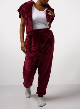 Burgundy Plush Co-ord Pyjama Joggers