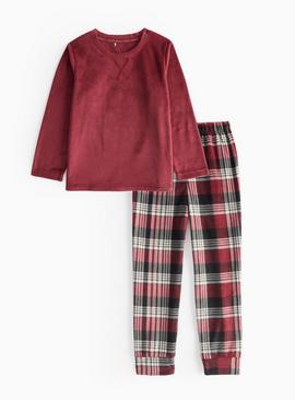 Mini Me Boys Red Check Twosie Cosy Pyjama set
