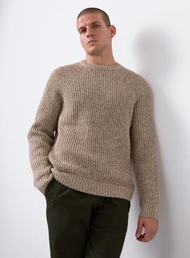 Oatmeal Twist Knitted Crew Jumper