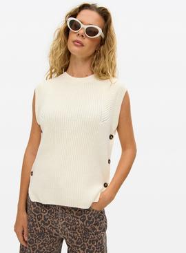 Button Side Sleeveless Knitted Vest