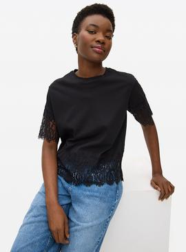 Lace Trim Boxy T-Shirt
