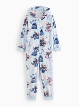 Disney Stitch Print Blue Fleece All-In-One