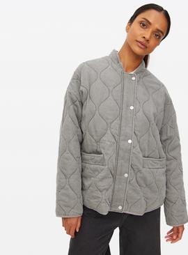 Washed Grey Quilted Jacket