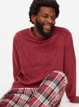 Mini Me Men's Red Check Twosie Cosy Pyjama set
