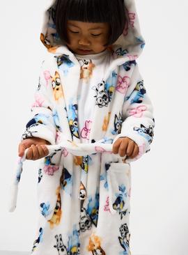 Bluey Character Print Cream Fleece Dressing Gown