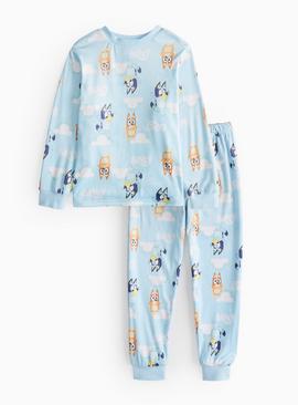 Bluey Character Print Blue Slinky Fleece Pyjamas