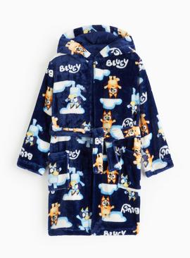 Bluey Character Print Navy Fleece Dressing Gown