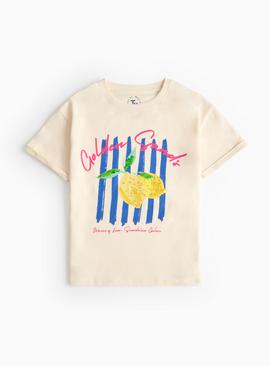 White Graphic Lemon Print T-Shirt 9 years