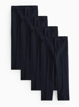 4 Pack Slim Fit Woven Trousers with Reinforced Knees & Extendable Hem