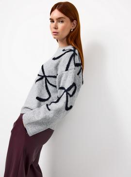 Bow Detail Oversized Knitted Jumper
