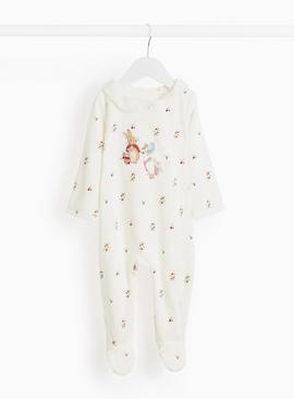 Peter Rabbit Cream Velour Sleepsuit 12-18 months