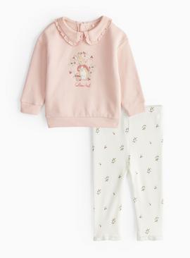 Peter Rabbit Pink Collared Sweatshirt & Print Leggings Set