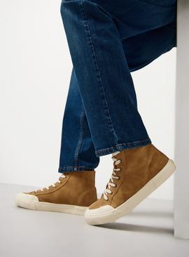 Beige Faux Suede High Top Trainers
