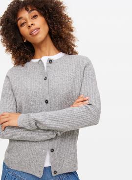 Cosy Yarn Mini Cable Knit Crew Neck Cardigan