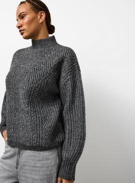High Neck Sequin Sparkle Jumper