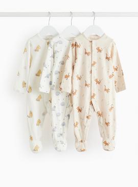 Winnie The Pooh Character Print Sleepsuits 3 Pack