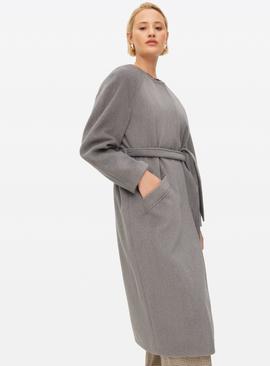 Collarless Belted Coat