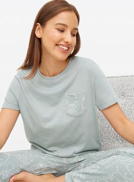 Sage Green Cowboy Dogs Print Jersey Pyjamas