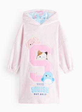 Squishmallows Pink Varsity Fleece Hooded Blanket