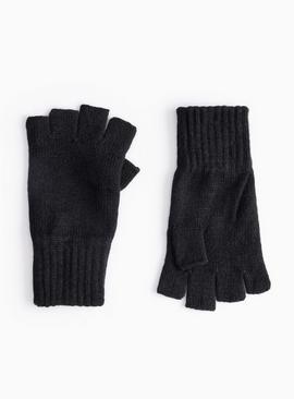 Plain Black Fingerless Gloves