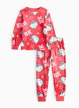 Red Hello Kitty Print Slinky Fleece Pyjamas