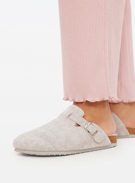 Felt Buckle Mule Slippers