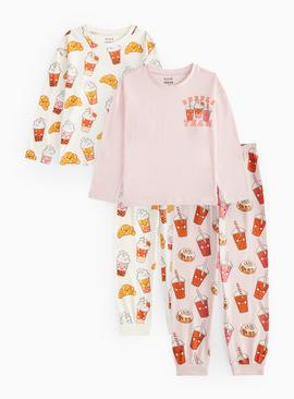 Lilac Bubble Tea Print Pyjama Set 2 Pack