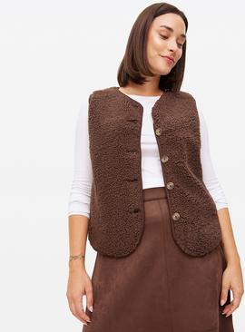 Collarless Borg Fleece Gilet