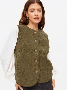 Collarless Borg Fleece Gilet