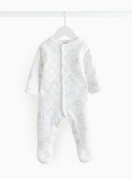 Stork Print Quilted 2.5 Tog Sleepsuit
