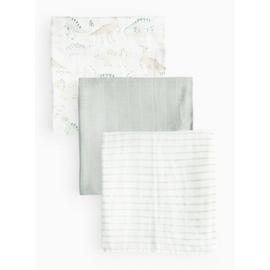 Jurassic Printed Muslin Cloths 3 Pack One Size