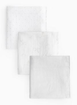 Printed Muslin Cloths 3 Pack One Size