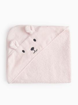 Pink Bear Hooded Towel One Size