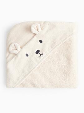 Unisex Cream Bear Hooded Towel  One Size