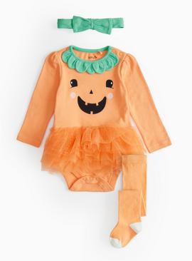 Halloween Pumpkin Tutu Bodysuit Set