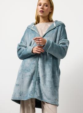 Green Full Zip Fleece Lined Hooded Blanket