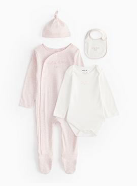 Pink Hello Little Love 4 Piece Baby Starter Set