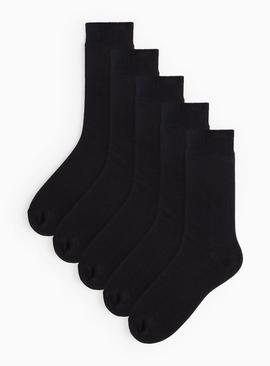 Black Polycotton Ankle Socks 5 Pack